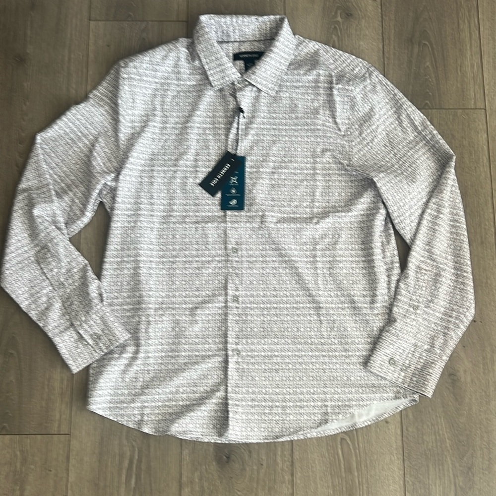 Kenneth Cole men’s long sleeve button down light gray